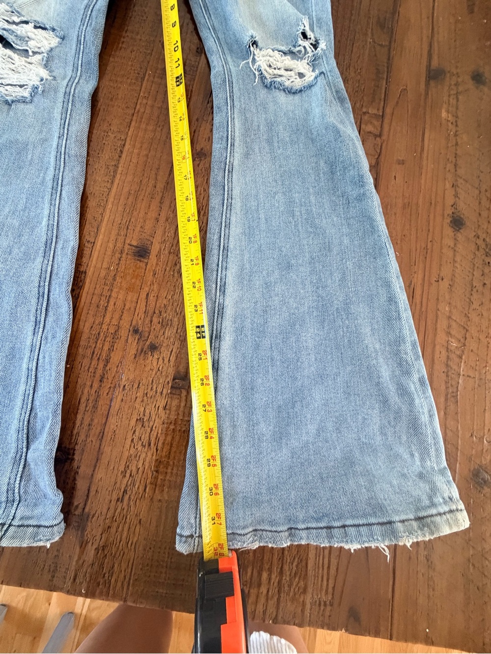 Vervet Light Blue Distressed Flare Jeans — Women's High-Rise Flared Denim 28 - Picture 6 of 12